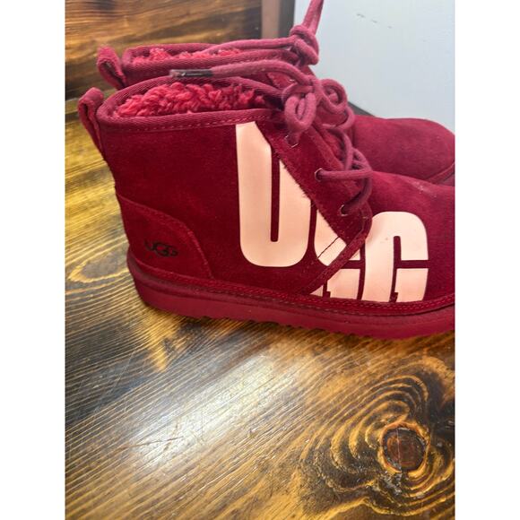 UGG Burgundy Logo Neumal Boots Men\'s Size 6 main image 4